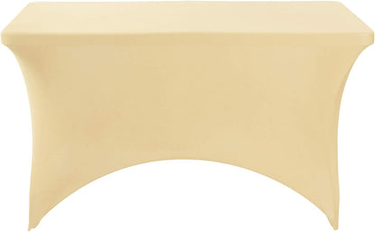 Spandex Table Cover for 4FT or 6ft or 8ft Table Universal Fitted Stretch Tablecloth for Party, Banquet, Wedding and Events-Champagne