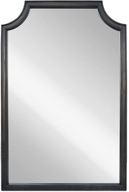 WallBeyond 24" x 36" Scalloped Corners Arch Rectangle Wall Mirror with Wood Frame for Entryway, Living Room or Bedroom Home Decor - [24" x 36" Black]