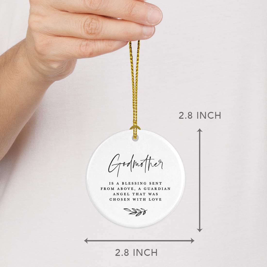 Andaz Press Round Ceramic Porcelain Christmas Ornament Collectible Godmother Gift, A Godmother is a Blessing Sent from Above, a Guardian Angel That was Chosen with Love, 1-Pack