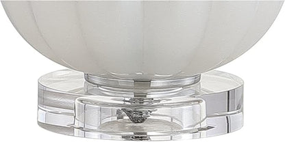 JONATHAN Y 17.5" White/Chrome Glass Table Lamp, Modern Crystal Bedside Lamp for Bedroom Living Room Nightstand, Glam Ribbed Accent Lamp, White Faux Silk Shade, LED Bulb JYL2076A