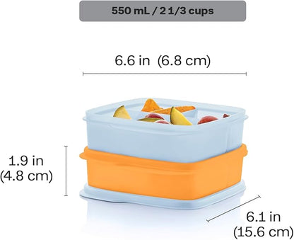 Tupperware Lunch-It Portion & Go Compact 2-Lunch Box Set in Blue & Orange, Dishwasher Safe & BPA Free (2.3 Cups/550 ml)