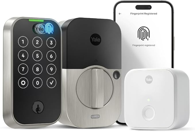 Yale Assure Lock 2 Touch Deadbolt, Satin Nickel Keyed Smart Entry Door Lock with Wi-Fi Connected Touchscreen Keypad and Fingerprint Scanner for Vacation Rental Hosts, YRD420-F-CB1-619