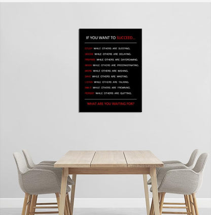 If You Want to Succeed Inspirational Canvas Wall Art for Office Motivational Painting Positive Entrepreneur Quotes Poster Pictures Print Wall Decor Artwork for Living Room Framed [18''Wx 24''H]