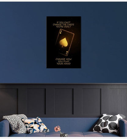 Inspirational Wall Art Motivational Poster Poker Game Quotes Wall Decor for Living Room Bedroom Office Bathroom Canvas Print Artwork Framed Art Decoration Ready to Hang [24''Wx 36''H]