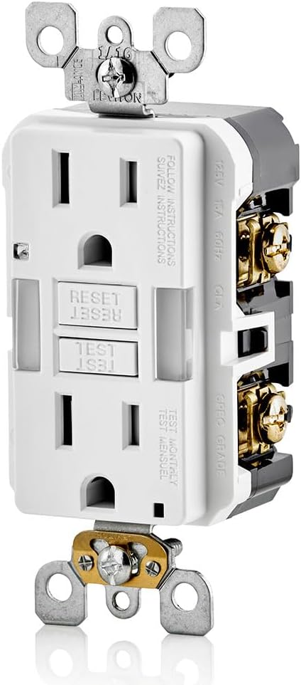 Leviton GFCI Outlet with Guidelight, 15 Amp, Self Test, Tamper-Resistant with LED Indicator Light, Replaces Plugged in Night Light, GFNL1-W, White
