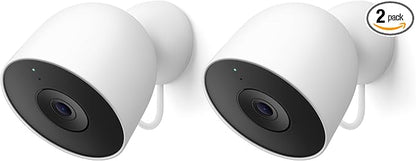 Google Nest Cam Outdoor (Wired, 2nd Gen) - 2 Pack - Security Camera with 2K Video and Gemini, Night Vision, 2-Way Audio - Works with Google Home - 2025 Model - Snow