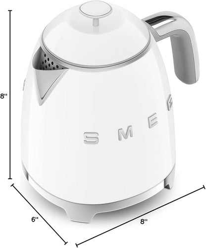 SMEG Mini 50's Retro Style 3 Cup Electric Kettle with Double Wall Anti Slip Base and Water Level Indicator (White)