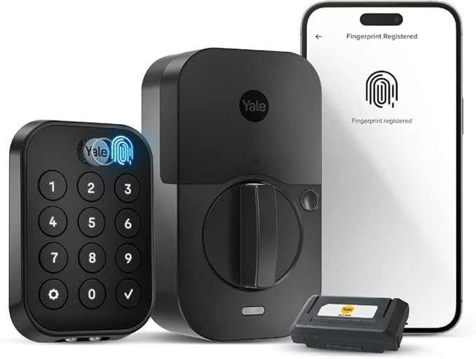 Yale Assure Lock 2 Touch Deadbolt, Black Key-Free Fingerprint Smart Door Lock with Wi-Fi Connected Touchscreen Keypad and Fingerprint Scanner for Code Entry and Remote Access, YRD430-F-WF1-BSP