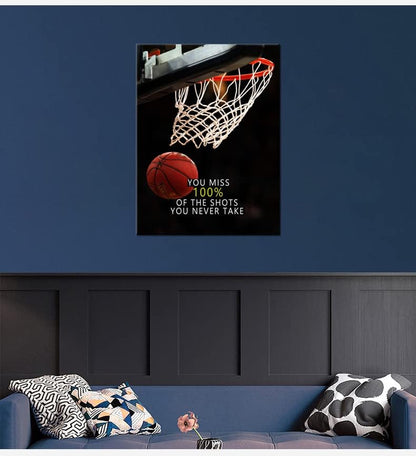 Motivational Sports Star Quotes Canvas Wall Art Inspirational Positive Affirmation Poster Decor Print Modern Inspiring Picture Painting Framed Artwork for Office Home Wall Decor[18''W X 24''H]