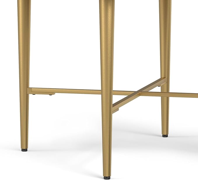 SIMPLIHOME Fallon End Table - 20 inch Wide Solid Mango Wood Square Accent Table with Storage Drawer and Gold Metal Base in Natural, Contemporary Nightstand or Lamp Stand for Living Room or Bedroom