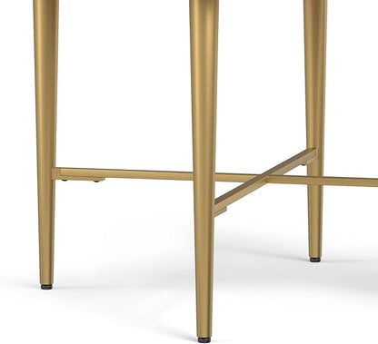 SIMPLIHOME Fallon End Table - 20 inch Wide Solid Mango Wood Square Accent Table with Storage Drawer and Gold Metal Base in Natural, Contemporary Nightstand or Lamp Stand for Living Room or Bedroom