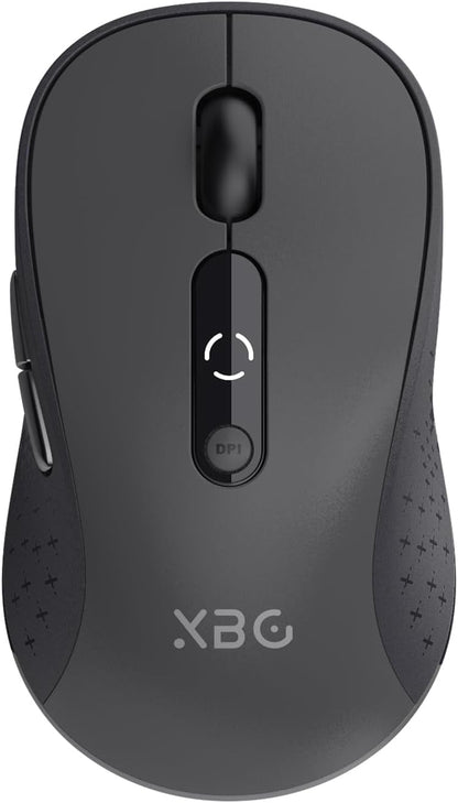 XBG B15 Tri-Mode Wireless Mouse, Bluetooth 5.0/4.0 & 2.4G, 5 Adjustable DPI, Type-C Rechargeable with 3-Level Battery Indicator, Ergonomic Silent Design for Office/Laptop/Travel
