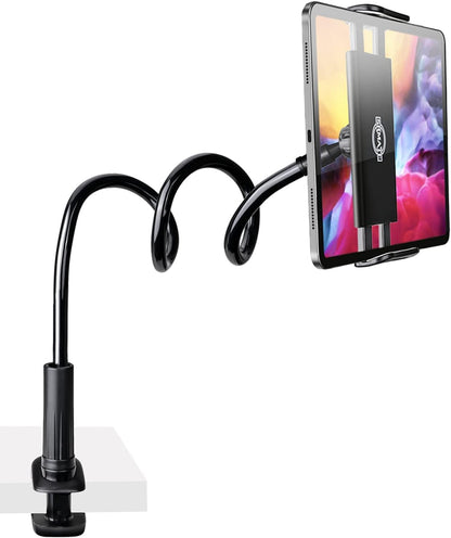 Gooseneck Tablet Phone Holder | Kindle Stand Holder for Bed | 33in Flexible Long Arm Clamp Clip Mount for iPhone, iPad, Switch, Galaxy Tabs, Kindle Fire, 4.7''-11'' Tablet Devices