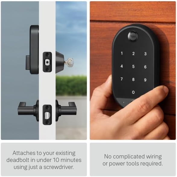 Yale Approach™ Lock Deadbolt, Black Suede Key-Free Smart Entry Door Lock with Wi-Fi Connected Touchscreen Keypad and Biometric Fingerprint Scanner for Code Entry, B-YRR110-F-WF1-N-BSP