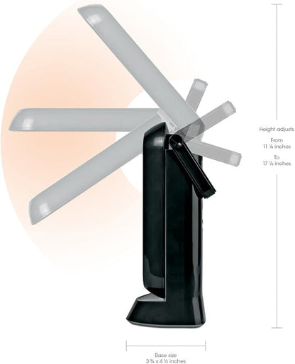 OttLite Folding Task Lamp, Black – Multi-Position Shade, Fold-Up Design, Portable Handle, Low Heat, Low Glare Illumination, Fits Desks & Workstations