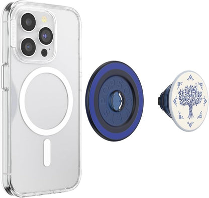 PopSockets Phone Grip for MagSafe with Kickstand, Magnetic Stand, Swappable Top, Secure Hold for iPhone MagSafe Cases, Phone & Tablet Grip - Olive Tree Tile