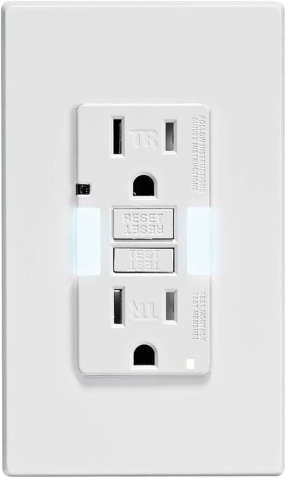 Leviton GFCI Outlet with Guidelight, 15 Amp, Self Test, Tamper-Resistant with LED Indicator Light, Replaces Plugged in Night Light, GFNL1-W, White