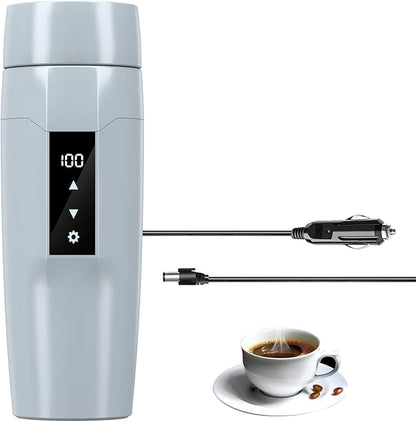 Electric Heating Kettle with Temperature Control, 40~100 ℃ Adjustable, Mini Portable Travel Electric Water Mug, Anti-leakage, 300W Fast Heating Insulation Cup, Anti-dry Fever, Auto- shutdown, Gray