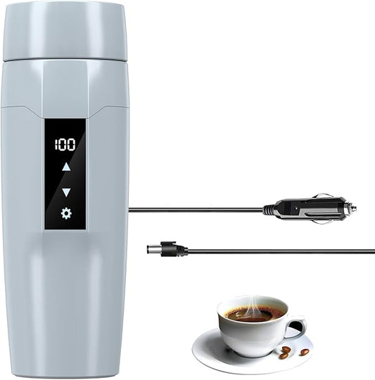 Electric Heating Kettle with Temperature Control, 40~100 ℃ Adjustable, Mini Portable Travel Electric Water Mug, Anti-leakage, 300W Fast Heating Insulation Cup, Anti-dry Fever, Auto- shutdown, Gray