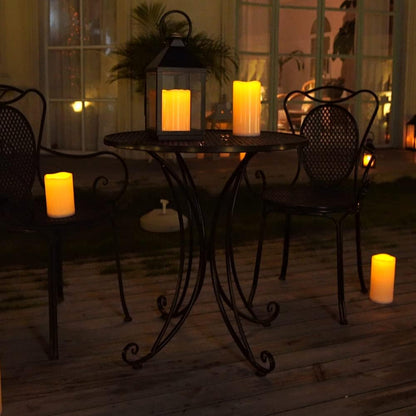 Homemory 4" x 8" Waterproof Outdoor Flameless Candles, Battery Operated Flickering LED Pillar Candles with Remote and Timers for Indoor Outdoor Lanterns, Long Lasting, Large, Dark Ivory, Set of 2