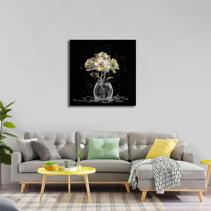Canvas Wall Art White Flower Wall Art Decor Modern Home Art Decor Wall Art Prints 13 × 13 Inch Aesthetic Art Work for Wall Decor Small Wall Art for Bedroom Bathroom Room Bedroom Decor