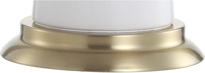 JONATHAN Y 29" White/Brass Gold Modern Ceramic Column Table Lamp with Brass Gold Base, Elegant Bedside Lamp for Living Room Bedroom Nightstand, White Linen Shade, LED Bulb Included (JYL3046B)