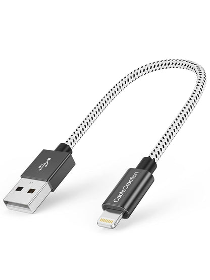 CableCreation 3-Pack Short iPhone Charging Cable 6 Inch/0.5ft, [MFi Certified] Lightning to USB Data Sync Cord, Compatible with iPhone 14/14 Pro, AirPods Pro, iPhone 13, 12, 11, iPad