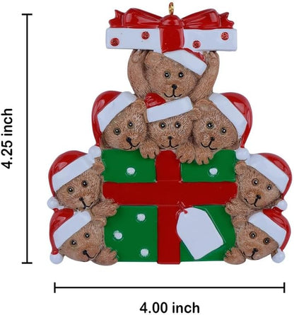 Personalized Family Ornament 2024, Bear Family of 8 Christmas Tree Ornament, We are a Big Family Ornaments for Christmas Tree Decor, Unique Bear Gifts for Mom, Dad, Grandkids, Grandma, Grandpa