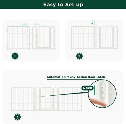 FXW Decorative Garden Fence for Yard, 24in(H) x 90ft(L) 48 Panels Heavy Duty No Dig Metal Fencing with Gate, Tall Animal Border Barrier for Dogs, White│Patented