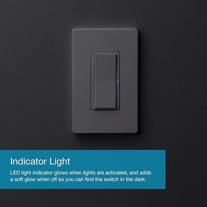 Lutron Claro Smart Light Switch for Caseta Lighting, for LED Lights, Fans, 5 Amp, Single-Pole/3-Way, Neutral Required, DVRF-5NS-LA, Light Almond