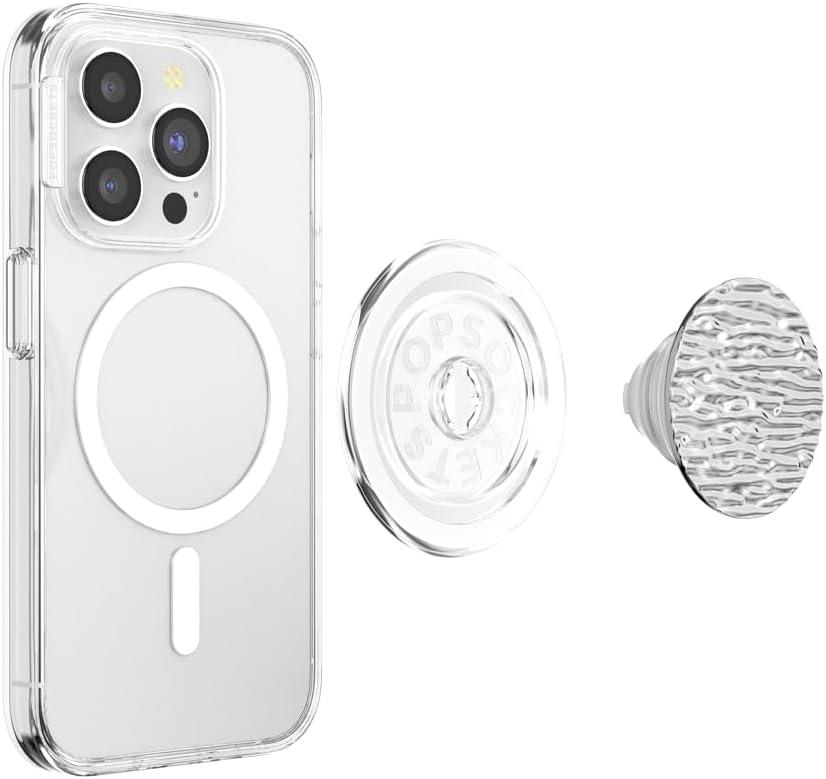 PopSockets Phone Grip for MagSafe with Kickstand, Magnetic Stand, Swappable Top, Secure Hold for iPhone MagSafe Cases, Phone & Tablet Grip - FATA Morgana Chrome