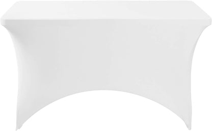 Spandex Table Cover for 4FT or 6ft or 8ft Table Universal Fitted Stretch Tablecloth for Party, Banquet, Wedding and Events-White