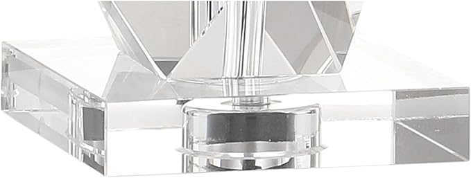 JONATHAN Y 26" Clear Faceted Crystal LED Table Lamp, Glam Modern Contemporary Column Lamp for Bedroom Living Room, White Linen Drum Shade, UL Listed, LED Bulb Included JYL5012A