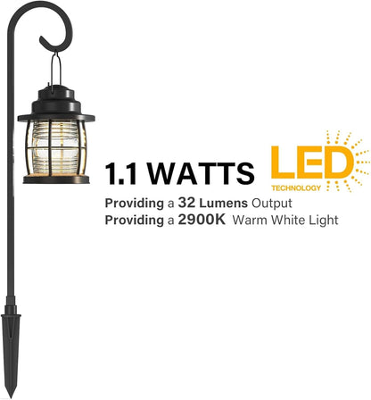 LED Pathway Lights 6 Pack, 1.1W Low Voltage Landscape Lighting Outdoor Harbor Collection 32 Lumen Dual Use Lights with Shepherd Hooks for Driveway, Yard, Garden, and Lawn