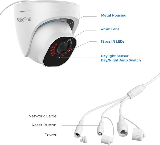 REOLINK 5MP PoE Security Camera, Surveillance Outdoor Indoor for home, Person/Vehicle/Pet Detection, Time-Lapse, Work with Smart Home, 100ft IR Night Vision, Support 512GB SD Card, RLC-520A(Pack of 2)