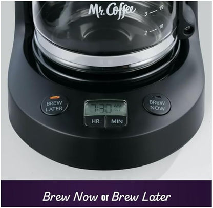 Mr. Coffee 5-Cup Digital Display Programmable Coffee Maker Mini Brew Now or Later Auto Shut Off Arctic Blue
