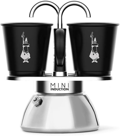 Bialetti Mini Express Induction Coffee Maker, Aluminium, Black, 2 Cups