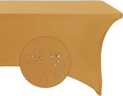Spandex 6ft Waterproof Table Cover for Party,Wedding, Banquet, and Events(Gold)