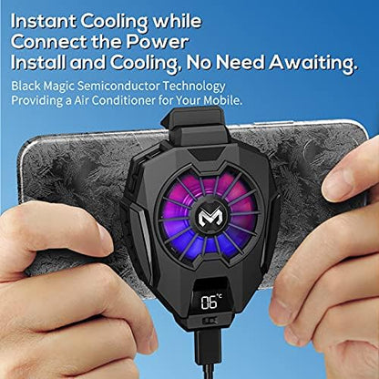 Neveika Phone Cooler, Cellphone Radiator with Dual Semi-Conductor Cooling Chip, Mobile Phones with a Width of 6 to 8 cm for Tiktok Live Streaming, Outdoor Vlog, Mobile Gaming. (Digital display)