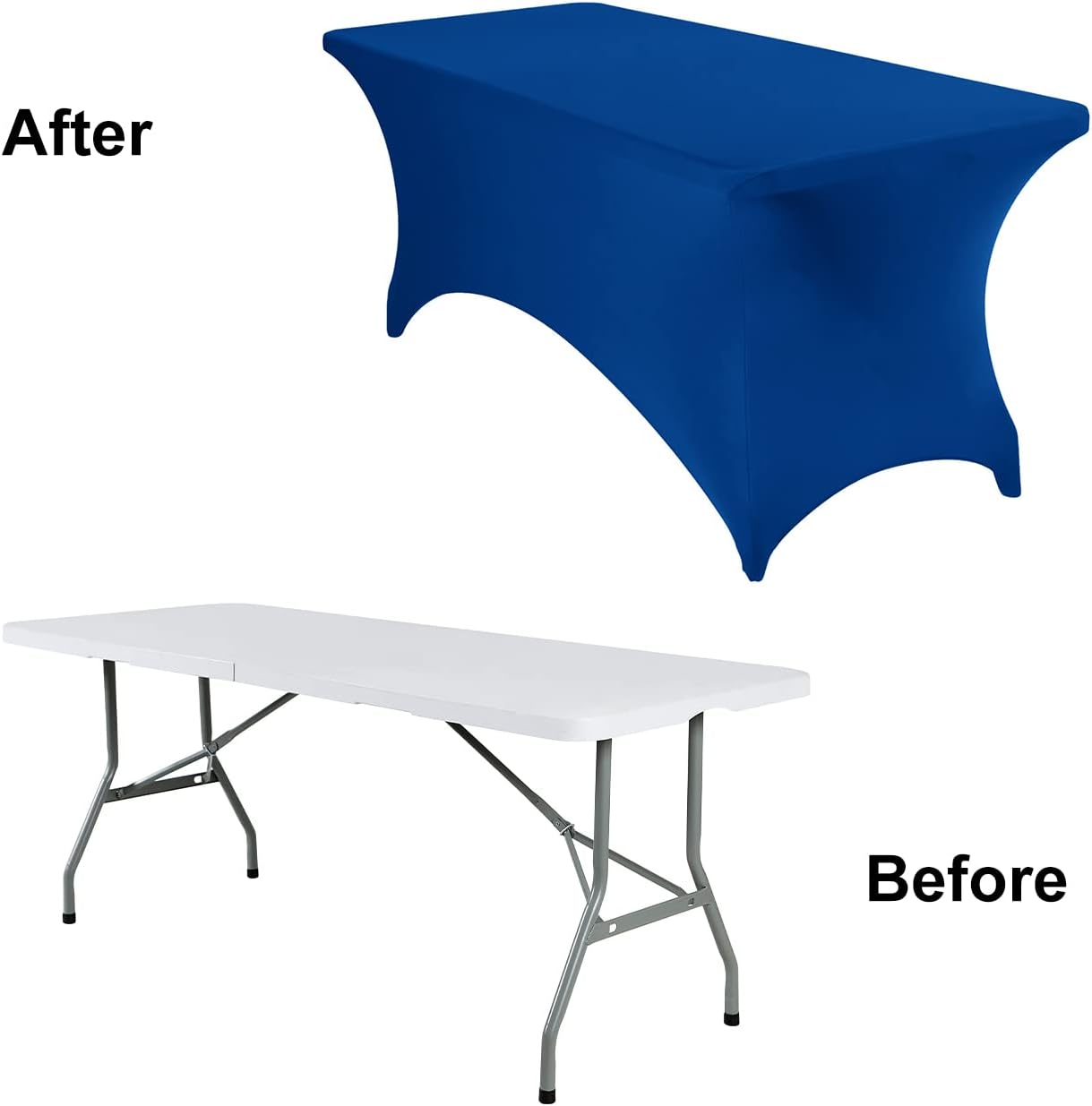 4Pack Spandex Waterproof Table Covers 6ft，Spandex 6ft Waterproof Table Cover for Party,Wedding, Banquet, and Events(Classicbule)