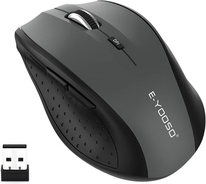 E-YOOSO Wireless Mouse for Laptop, Portable Optical Computer Mouse, 6 Buttons, Cordless 2.4GHz with USB Receiver, 5-Level 4800 DPI, 18 Months Battery Life for PC Chromebook Windows Mac