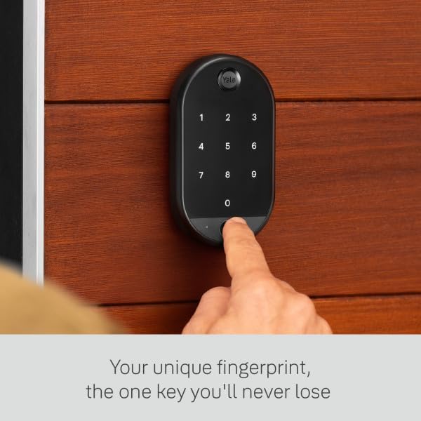 Yale Approach™ Lock Deadbolt, Black Suede Key-Free Smart Entry Door Lock with Wi-Fi Connected Touchscreen Keypad and Biometric Fingerprint Scanner for Code Entry, B-YRR110-F-WF1-N-BSP