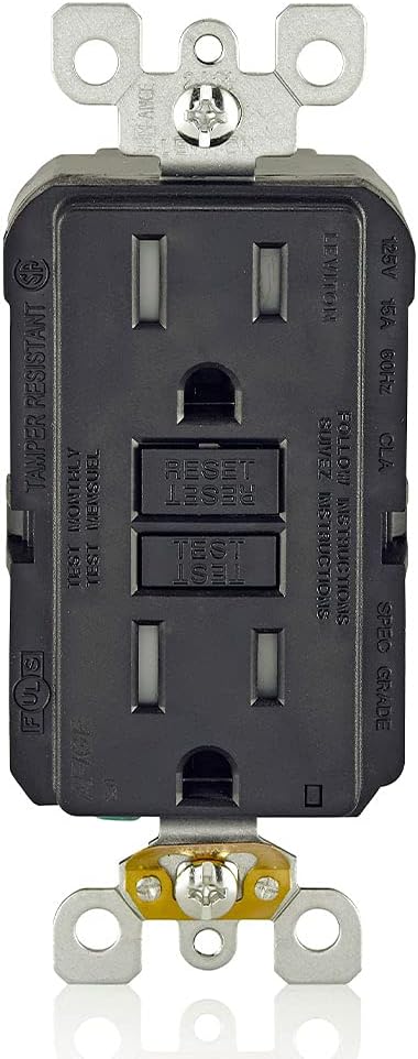 Leviton Dual-Function AFCI/GFCI Outlet, 15 Amp, Self Test, Tamper-Resistant with LED Indicator Light, Protection from Both Electrical Shock and Electrical Fires in One Device, AGTR1-E, Black