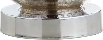 JONATHAN Y 20" Silver Glass Mini Table Lamp, Modern Bedside Lamp for Bedroom, White Linen Drum Shade, Teardrop Glass Base, LED Bulb Included, UL Listed (JYL1029B)