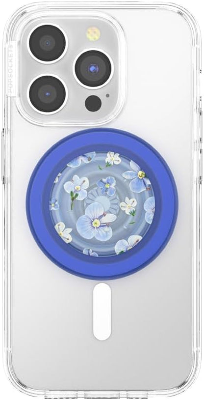 PopSockets Phone Grip for MagSafe with Kickstand, Magnetic Stand, Swappable Top, Secure Hold for iPhone MagSafe Cases, Phone & Tablet Grip - Blue Fields