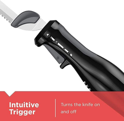 BLACK+DECKER 9 inch Electric Carving Knife, Comfort Grip Handle & Safety Lock Button, Stainless Steel Blades and Dishwasher Safe Parts, Corded, White