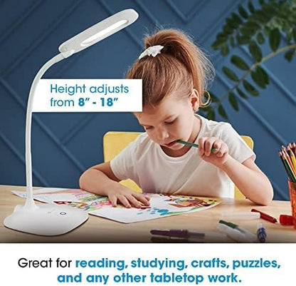 OttLite ClearSun LED Soft Touch Desk Lamp - 3 Brightness Settings - Energy Efficient Natural Daylight LEDs - Adjustable Flexible Neck & Touch Controls for Home Office, Computer Desk, & Dorms