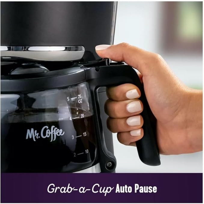 Mr. Coffee 5-Cup Digital Display Programmable Coffee Maker Mini Brew Now or Later Auto Shut Off Arctic Blue