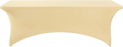2Pack Spandex Table Cover for 8FT or 4ft or 6ft Table Universal Fitted Stretch Tablecloth for Party, Banquet, Wedding and Events-Champagne
