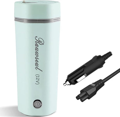 Portable Electric Travel Kettle, 350ml, BPA-Free & Food-Grade 304 Stainless Steel, Heats to 98°C, One-Button Operation & Auto Shut-Off, 12V/7A 80W Car Kettle for Car, Truck, RV